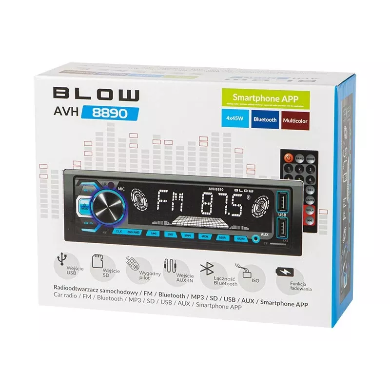 Automagnetola BLOW AVH-8890 FM 45W su Bluetooth, USB, AUX ir LCD ekranu