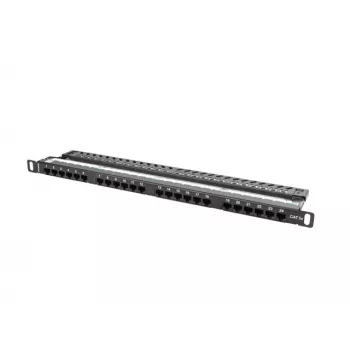 Lanberg PPU5-0024-B - pataisų skydelis - RJ-45 - Cat5, Cat5e - juodas - metalinis - montavimui į stelažą - 0.5U