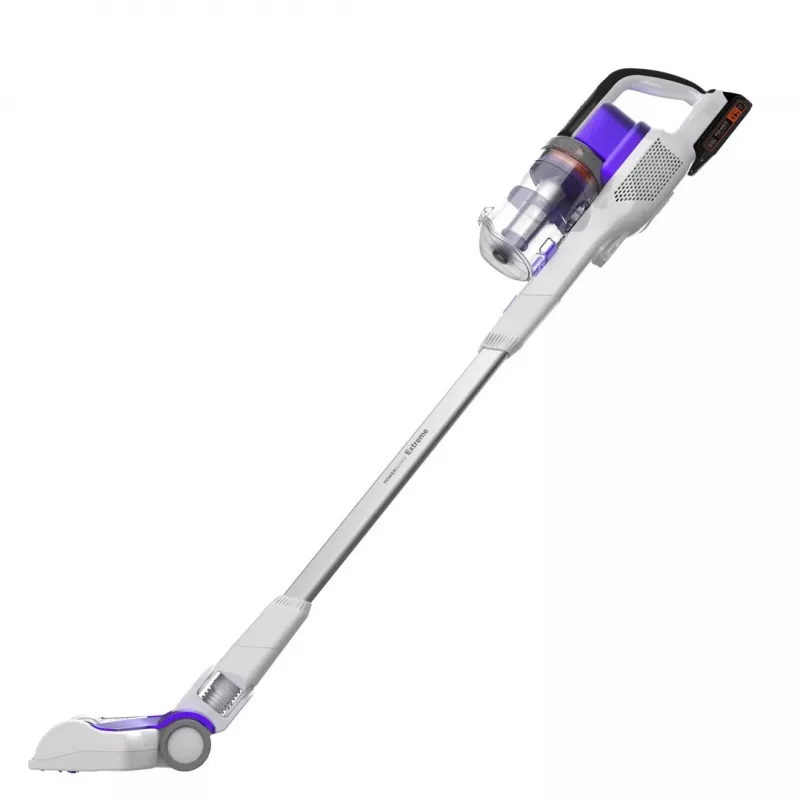 Black & Decker BHFEV1825CP 2-in-1 belaidis siurblys/elektrinis šluotražis, 18 V, 2,5 Ah, be maišelio, baltas