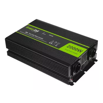 Keitiklis Green Cell INV20, 24 V DC į 230 V AC, 4000 W, 50 Hz, 40 A įėjimas, vidaus, juodas