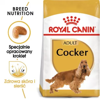 Royal Canin Cocker Adult 12 kg — sausas šunų ėdalas vištiena, 25% baltymų, 14% riebalų