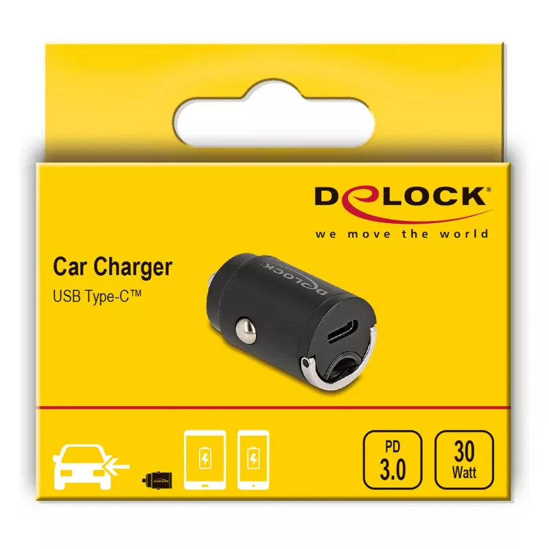 Automobilinis įkroviklis DeLOCK 64278 Universalus Juodas Greitas Įkrovimas 12-24V