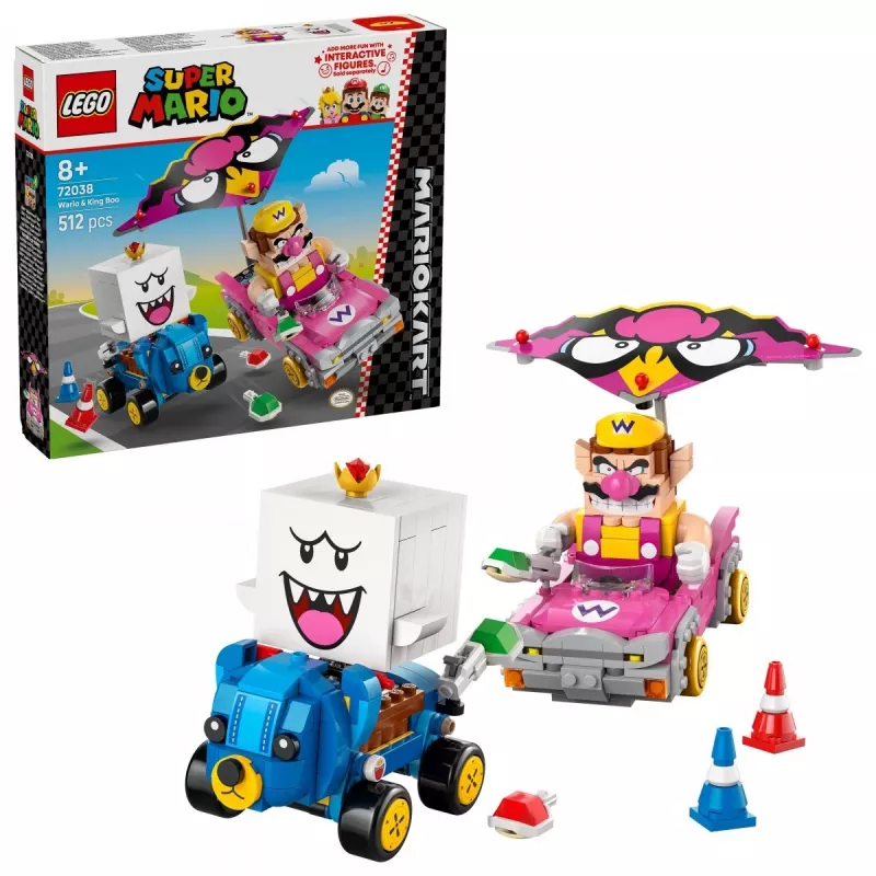 LEGO 72038 Super Mario Mario Kart Wario King Buu Huu – konstrukcinis žaidimų rinkinys su veikėjų figūrėlėmis ir trasos elementais