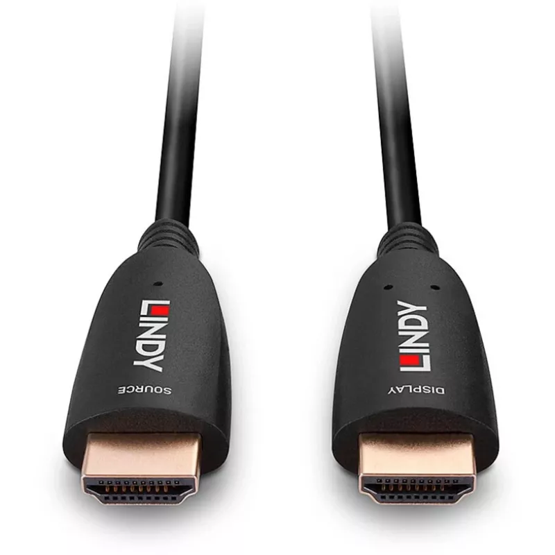 Lindy 38511 HDMI 2.1 8K60 hibridinis optinio pluošto kabelis, 15 m, AOC, HDMI–HDMI (kištukas–kištukas), 4K120, juodas