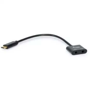 Equip USB-C į dvigubą 3,5 mm garso DAC adapteris, USB C, kištukas, 2 x 3,5 mm, lizdas, 0,15 m, juodas