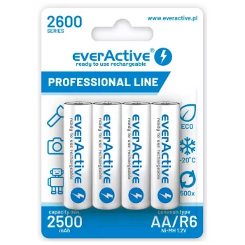 Baterijos įkraunamos R6 AA 2600 mAh EverActive Professional, pakuotė 1 vnt. (blisteris)