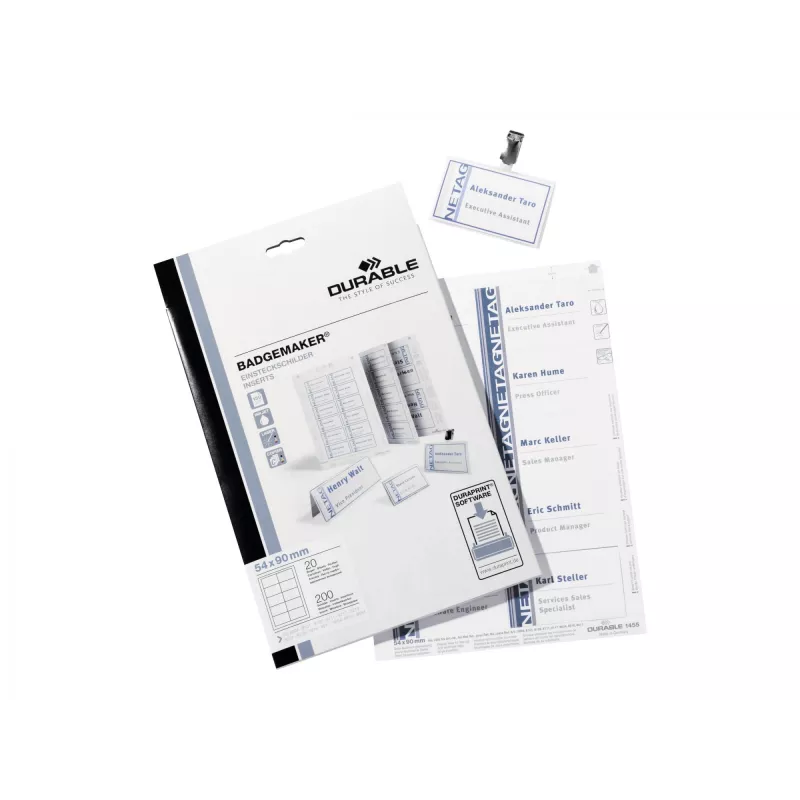 Durable 1455-02 White – A4 mikroperforuoti lipdukų lapai ženkleliams, 54x90 mm