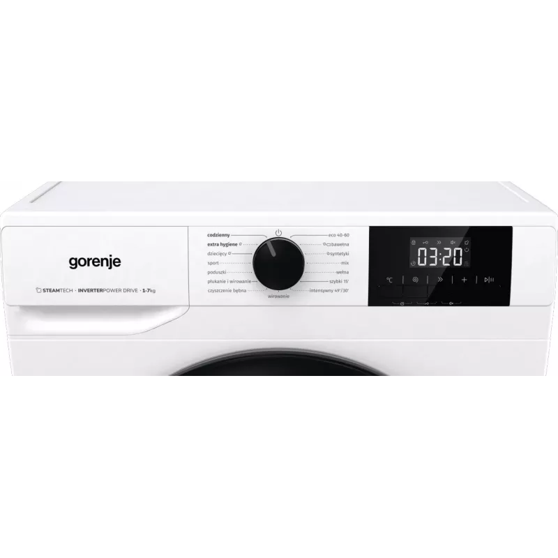 Laisvai pastatoma skalbyklė Gorenje W3NGPI72SBS, 7 kg, 1200 aps./min., inverterinis variklis, garų funkcija, 15 programų, balta