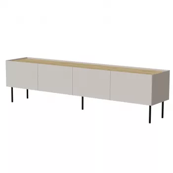 TV spintelė Cama Meble FELLINI 200x40x52 cm, kašmyro rėmas, aliejumi apdorotas ąžuolo viršus