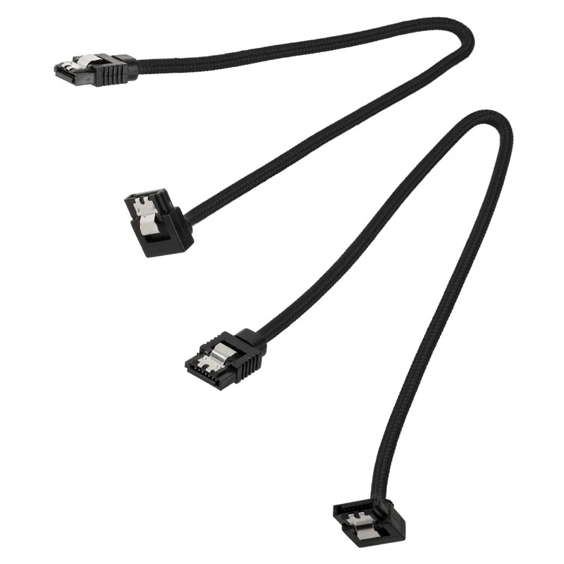 Corsair CC-8900278 Premium SATA kabelis su pynimu, kampuotas, 30 cm, juodas, 2 vnt. paketas