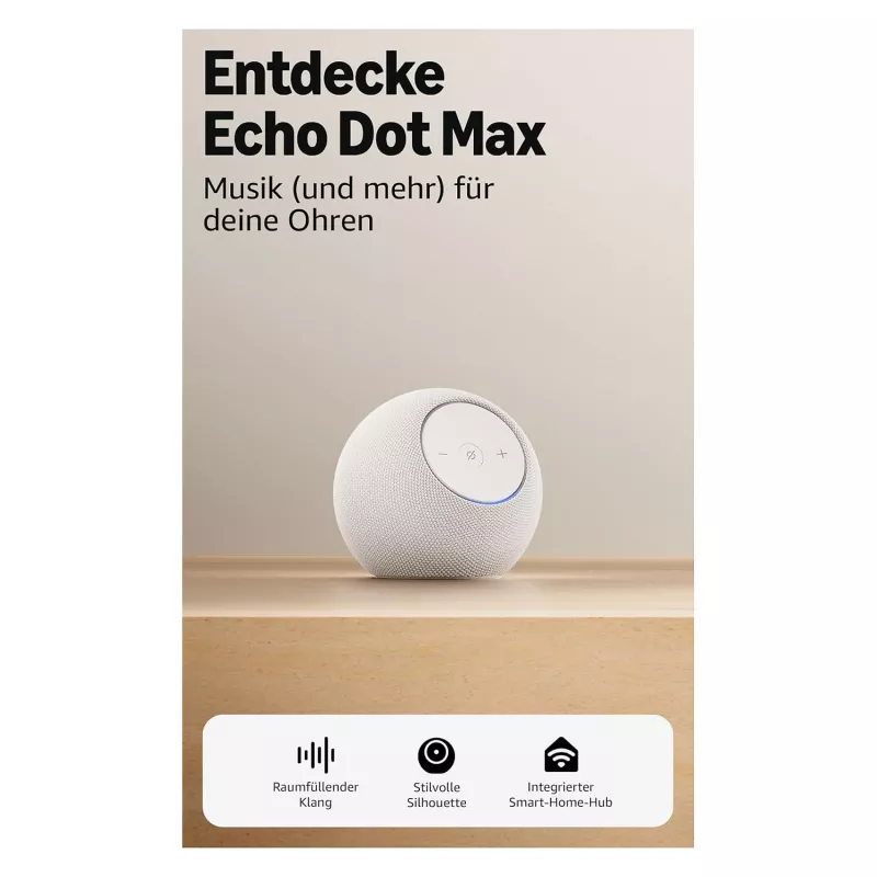Garsiakalbis Amazon Echo Dot Max 2025 leidimas – Glacier White – Bluetooth (B0DKLVWZPF)