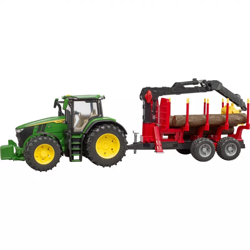 BRUDER John Deere 7R 350 su miškovežio priekaba ir 4 rąstais