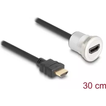 HDMI kabelis DeLOCK 88180 0,3 m HDMI A tipo patinas į moterišką juodas sidabrinis