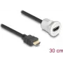 HDMI kabelis DeLOCK 88180 0,3 m HDMI A tipo patinas į moterišką juodas sidabrinis