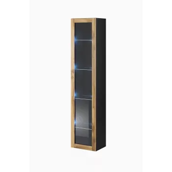 Vitrina sieninė Cama Meble VIGO 180 1800×400×300 mm juoda/wotan ąžuolas