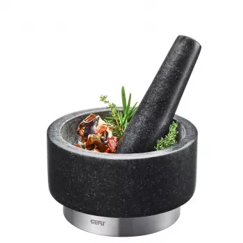 Grūstuvė GEFU 35300 juodas nerūdijantis plienas granitas 14 cm