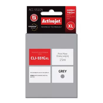Kasetė ActiveJet ACC-551GN – suderinama Canon CLI-551GXL, pilka, didelės talpos (XL) 15 ml