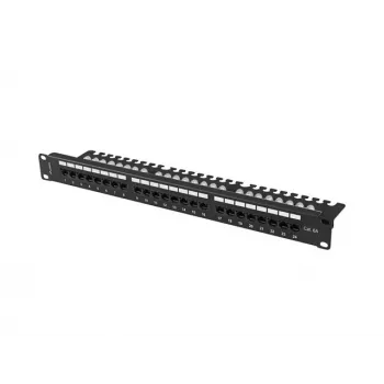 PATCH PANEL 24 PORT 1U 19 CAT.6A UTP SU KABELIŲ TVARKYTUVU JUODAS LANBERG