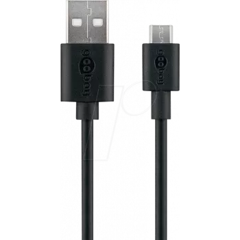 Goobay Micro USB įkrovimo ir sinchronizavimo laidas, juodas, 2 m, skirtas Android įrenginiams (38660)