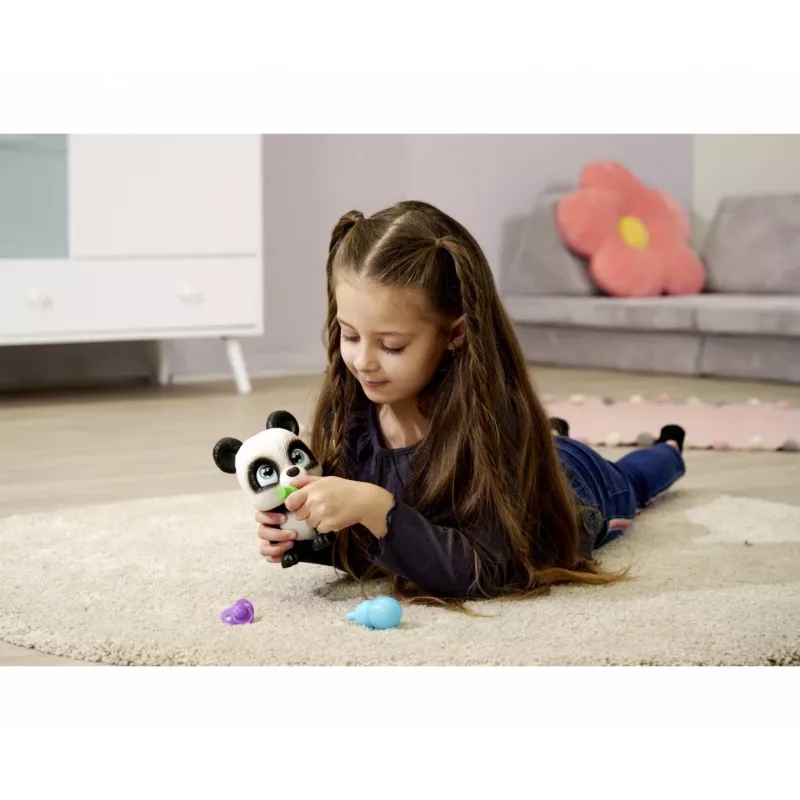 Simba 105950054 Pamper Petz Panda (apie 15 cm) – interaktyvus žaislinis gyvūnėlis su gėrimo ir šlapinimosi funkcija vaikams nuo 3 metų