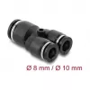 Pneumatinis Y formos jungtis DeLOCK 60752, 2x8 mm į 1x10 mm, su tvirtinimo anga