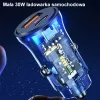 Automobilinis kroviklis usams CC164CC01 30W su 1×USB-A ir 1×USB-C greitajam krovimui