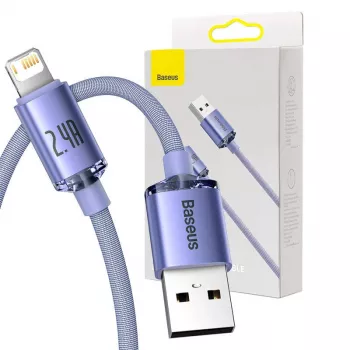 Baseus Crystal Shine laidas USB į Lightning, 2,4A, 2m (violetinis)
