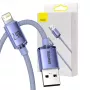 Baseus Crystal Shine laidas USB į Lightning, 2,4A, 2m (violetinis)