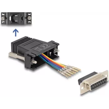 Adapteris jungties keitimui DELOCK 67087 D-Sub 15 (HD) moteriškas į RJ12 juodas