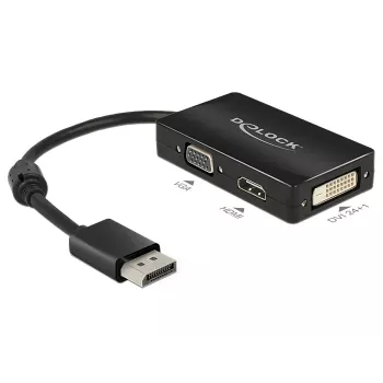 DeLOCK 0.16 m DisplayPort / VGA + HDMI + DVI adapteris, juodas