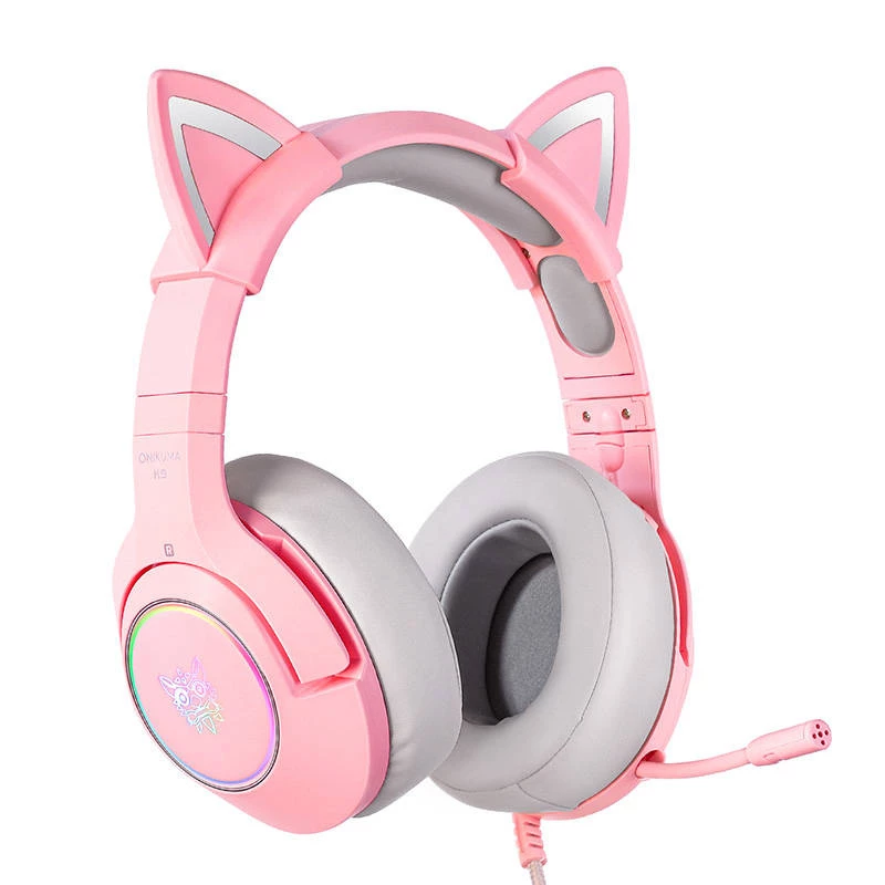 Ausinės Onikuma K9 Pink RGB žaidimams