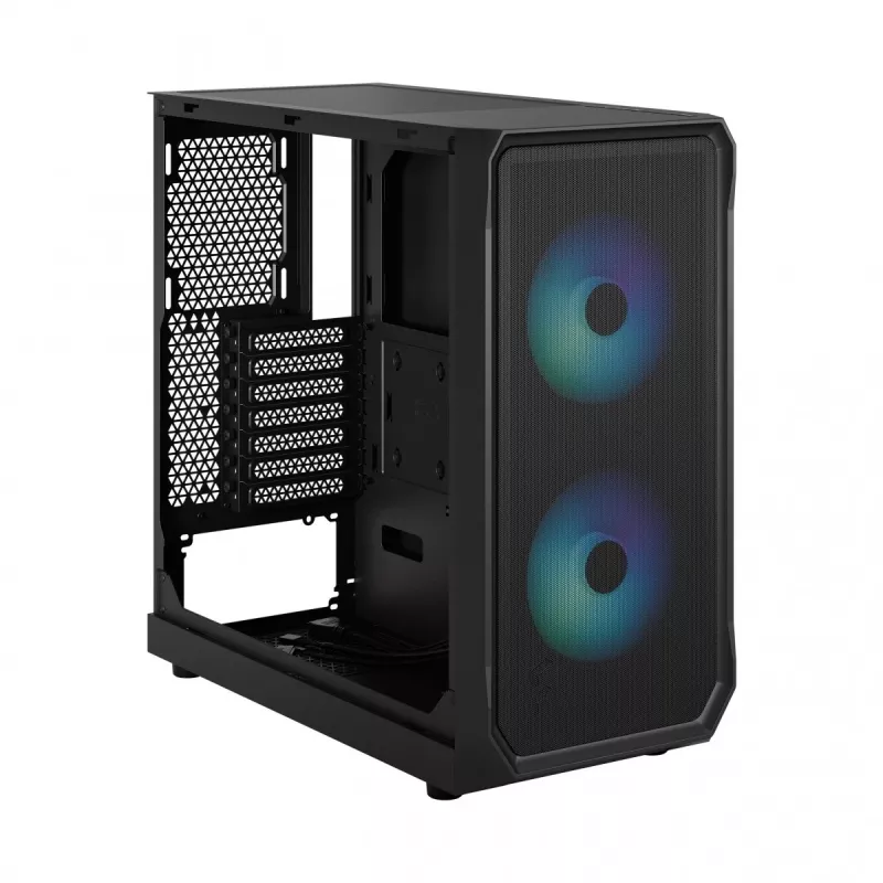 Fractal Design Focus 2 RGB korpusas su grūdinto stiklo šonine sienele, vidutinis bokštas ATX, juodas