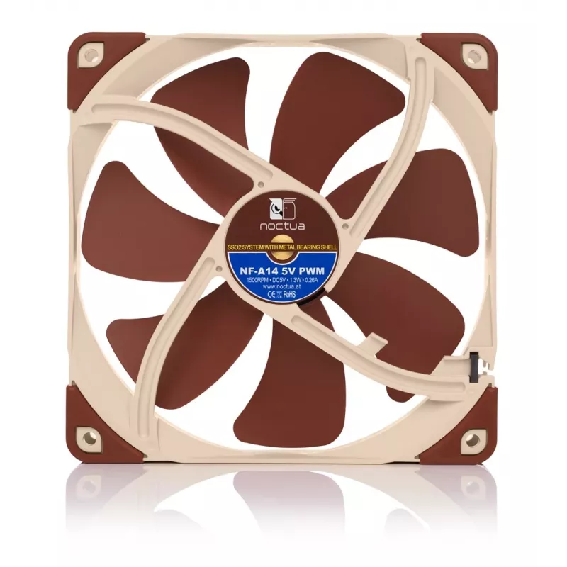 Ventiliatorius Noctua NF-A14 140 mm PWM 5 V 1.3 W Bronzinis/ smėlio spalvos, 1500 RPM, 140,2 m³/h, 24,6 dB