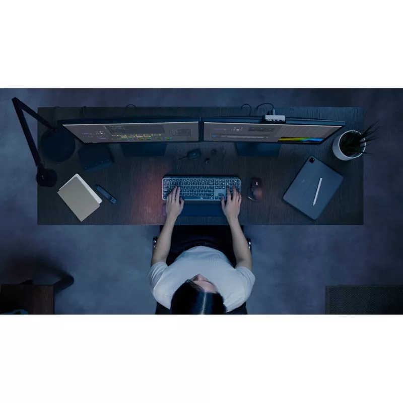 Logitech MX Keys S Combo klaviatūra ir pelė, belaidė RF + Bluetooth, QWERTZ šveicariškas išdėstymas, grafitas