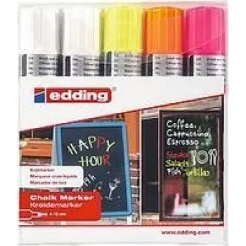 Kreidinis žymeklis Edding 4090 Chisel Orange Pink White Yellow 5 vnt.