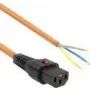 ACT Powercord C13 IEC Lock atviras galas oranžinis 3 m, PC967