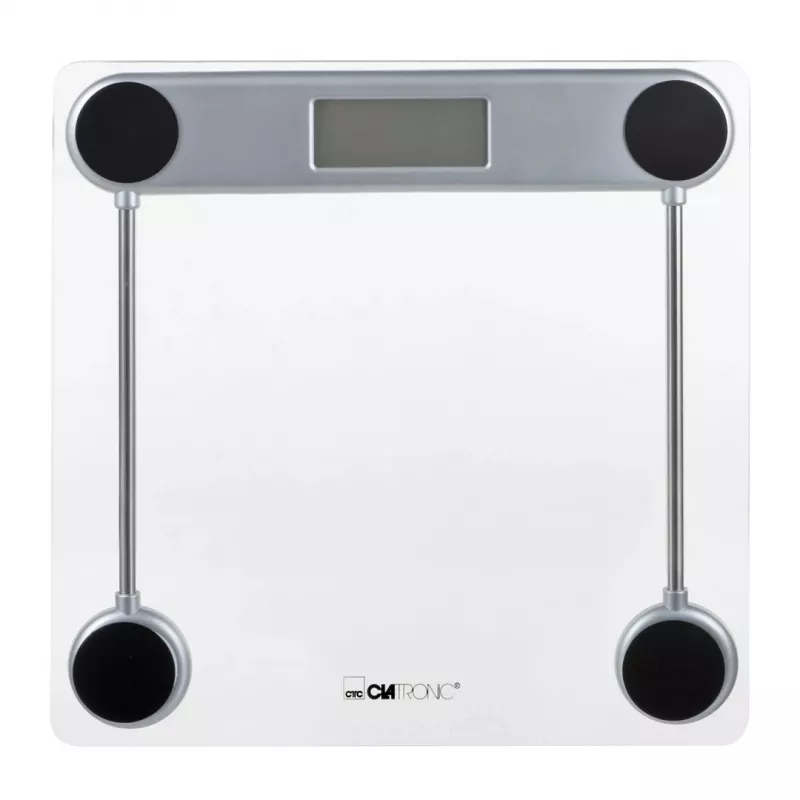 Svarstyklės elektroninės asmeninės CLATRONIC PW 3368 – 150 kg, tikslumas 100 g, stiklinė platforma