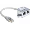 Delock 65441 RJ45 prievadų dubliuoklis, 1x RJ45 (K) į 2x RJ45 (L), Ethernet 100Base-TX + ISDN skirstytuvas, 0,15 m