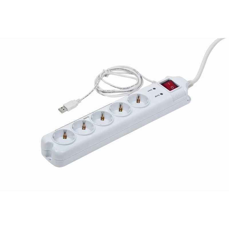 Apsauginis filtras Gembird PCW-MS-2G Baltas 5 AC lizdai 250V 1.8m