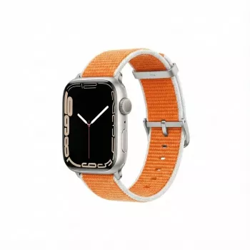 Pakeitimo dirželis GUAN Premium Pro, skirtas Apple Watch – oranžinis/baltas – tinka 38/40/41/42 mm