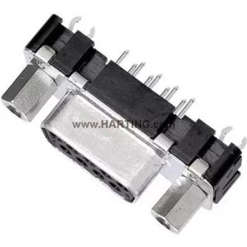 D-Sub jungtis Harting 09 66 251 6512, 15 kontaktų, litavimo, 180° orientacija