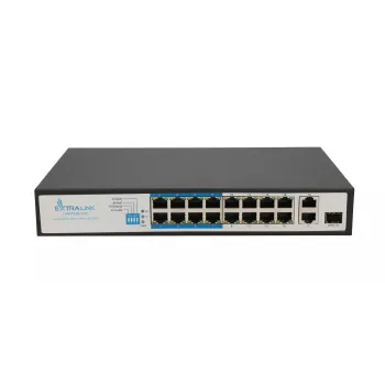 Extralink VIRTUS V3 nevaldomas L2 komutatorius 16x Fast Ethernet (10/100) PoE 1U juodas