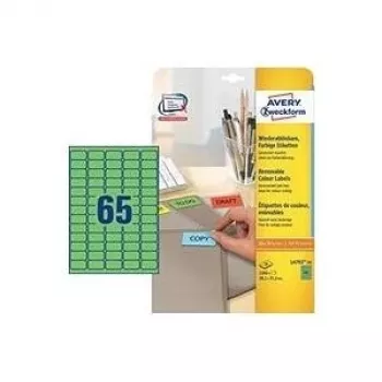Lipnios etiketės Avery L4792-20 žalios, 38,1x21,1 mm, 1300 vnt.