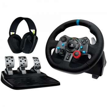 LOGITECH G29 EU + G435 Juodas Žaidimų Vairas Su Pedalais Ir Ausinėmis, Aliuminis, USB, PC