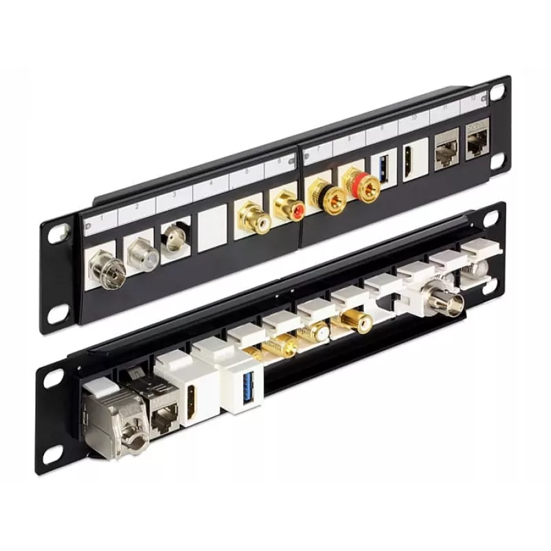 Patch panel DeLOCK 43259 10 colių, 12 keystone modulių, juodas