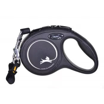 Flexi New Classic Cat XS 3 m – atsitraukiamas pavadėlis su virvele mažiems augintiniams, juodas, maks. apkrova 8 kg