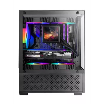 Mini bokso korpusas TACENS Mars Gaming MC-SE2 — Mini-ITX / Micro-ATX, juodas, šoninis langas, maitinimo šaltinis apačioje, palaiko 2x2,5 colio + 1x3,5 colio