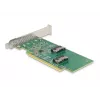 DeLOCK PCI Express 4.0 x16 kortelė su 4 x SFF-8639 (U.2) prievadais NVMe diskams – bifurkacija – Low Profile formos faktorius
