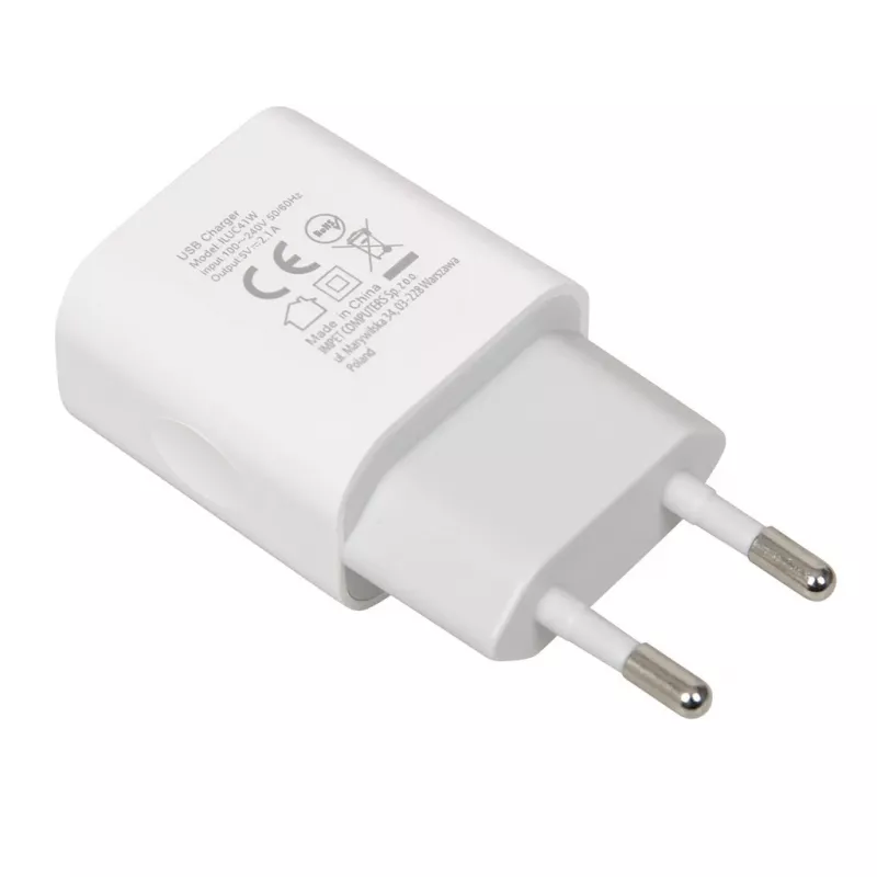 Įkroviklis iBOX C-41 USB 2A, 1 USB prievadas, microUSB laidas, Baltas