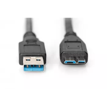 ASSMANN SuperSpeed USB 3.0 laidas, USB A kištukas Micro USB B kištukas, Cu AWG 28, 2x ekranuotas, ilgis 1,0 m (AK-300116-010-S)